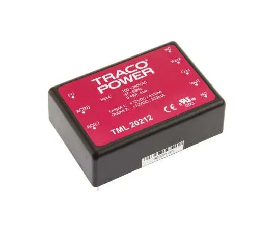 63-7725-61　TRACOPOWER 20W Dual Output Embedded Switch Mode Power Supply SMPS, 833mA, ±12V dc Encapsulated　TML 20212