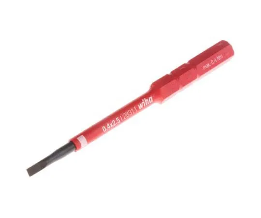 63-7724-23　Wiha Tools Slotted Driver Bit, 0.4 x 2.5 x 75 mm　34578