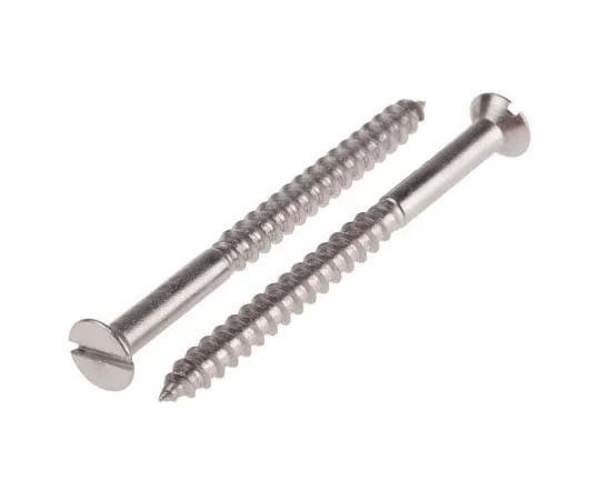 63-7575-78　Slot Countersunk Stainless Steel Wood Screw, A2 304, 4mm Thread, 50mm Length　483-2902
