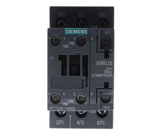 63-7721-69　Siemens 3 Pole Contactor, 25 A, 24 V ac Coil, SIRIUS Innovation, 3NO, 11 kW　3RT2026-1AB00