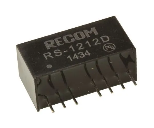 63-7568-30　Recom RS 2W Isolated DC-DC Converter Through Hole, Voltage in 9 → 18 V dc, Voltage out ±12V dc　RS-1212D