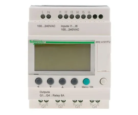 63-7565-43　Schneider Electric Zelio Logic Module, 120 V ac, 240 V ac Relay, 6 x Input, 4 x Output With Display　SR2A101FU
