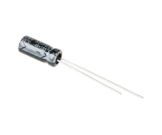 63-7736-71　RS PRO 33μF 25V dc Aluminium Electrolytic Capacitor, Through Hole 5 (Dia.) x 11mm +105°C 5mm 2mm 11mm　711-1075