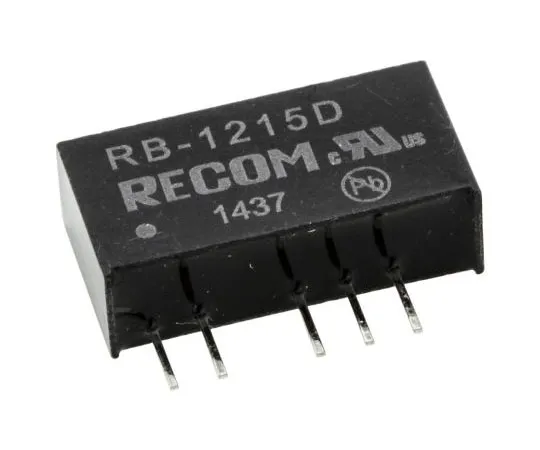63-7567-90　Recom RB 1W Isolated DC-DC Converter Through Hole, Voltage in 10.8 → 13.2 V dc, Voltage out ±15V dc　RB-1215D