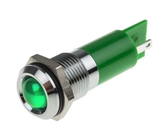 63-8041-85　RS PRO Green Indicator, 220 V ac, 14mm Mounting Hole Size, Faston, Solder Lug Termination, IP67　848-4598