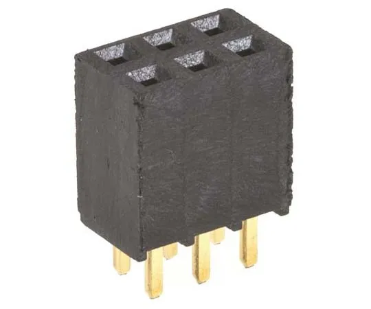 63-7820-24　Samtec SSQ Series 2.54mm Pitch 6 Way 2 Row Straight PCB Socket, Through Hole, Solder Termination　SSQ-103-01-G-D