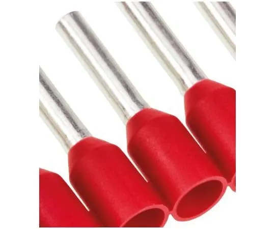 63-7753-21　TE Connectivity Insulated Crimp Bootlace Ferrule, 8mm Pin Length, 1.5mm Pin Diameter, 1mm² Wire Size, Red　1241002-1
