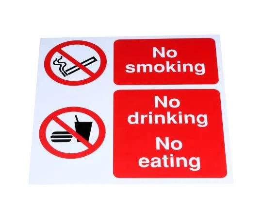 63-7815-72　PP No Smoking Prohibition Sign, No Eating, No Smoking, English　763-1724