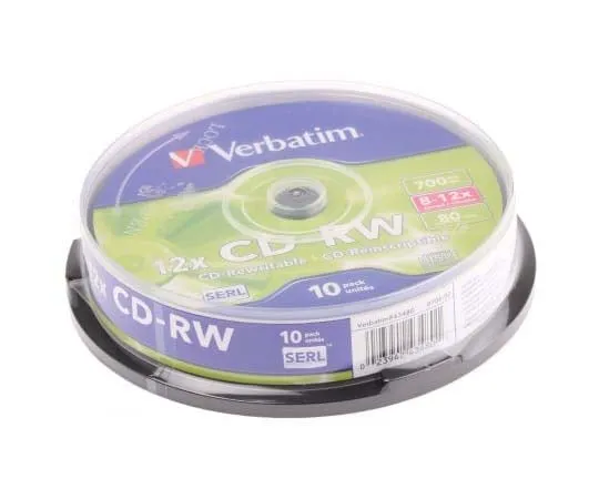 63-7799-23　Verbatim 700 MB 12X Rewritable CD-RW CD-RW, 10 Pack　43480