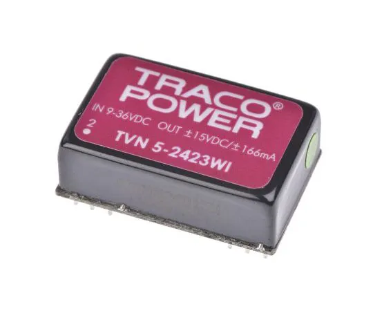 63-8033-87　TRACOPOWER TVN 5WI 5W Isolated DC-DC Converter Through Hole, Voltage in 9 → 36 V dc, Voltage out ±15V dc　TVN 5-2423WI