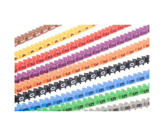 63-8016-23　RS PRO Clip On Cable Marker, Pre-printed 0 → 9 Black, Brown, Green, Grey, Orange, Red, Violet, White, Yellow　812-1231