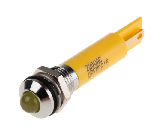 63-8040-49　RS PRO Yellow Indicator, 220 V ac, 8mm Mounting Hole Size, Solder Lug Termination, IP67　846-2829