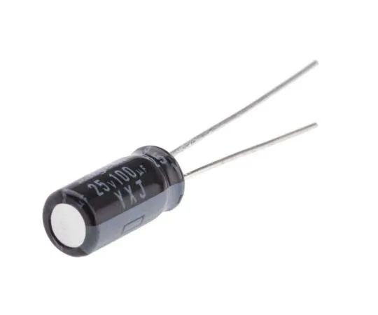 63-7798-86　Rubycon 100μF 25V dc Aluminium Electrolytic Capacitor, Through Hole 5 (Dia.) x 11mm +105°C 5mm 2mm　25YXJ100M5X11