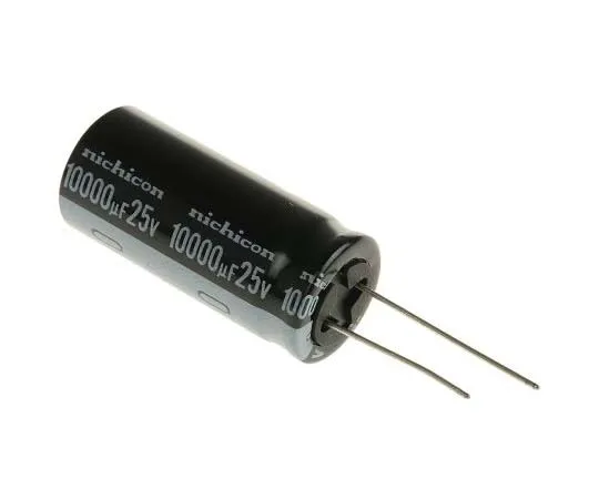 63-7782-54　Nichicon 10000μF 25V dc Aluminium Electrolytic Capacitor, Through Hole 18 (Dia.) x 40mm +105°C 18mm 7.5mm　UVY1E103MHD