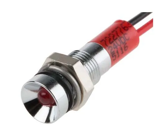 63-7760-53　RS PRO Red Indicator, 24 V dc, 6mm Mounting Hole Size, Lead Wires Termination, IP67　722-7763