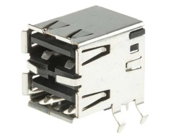 63-7752-92　TE Connectivity Dual Port Right Angle Through Hole, Version 2.0 Type A USB Connector, Receptacle　5787745-2