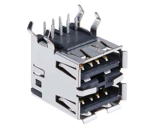 63-7793-92　TE Connectivity Dual Port Right Angle Through Hole, Version 2.0 Type A USB Connector, Receptacle　5787745-4