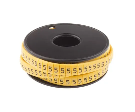 63-8016-03　RS Slide On Cable Marker, Pre-printed 5 Black on Yellow 3.5 → 7mm Dia. Range　812-1089