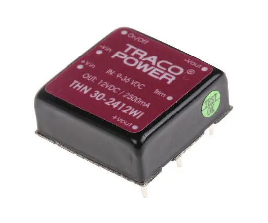 63-7970-39　TRACOPOWER THN 30WI 30W Isolated DC-DC Converter Through Hole, Voltage in 9 → 36 V dc, Voltage out 12V dc　THN 30-2412WI