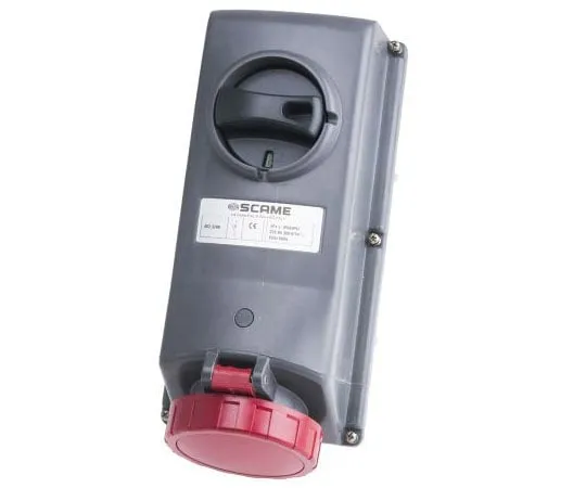 63-7969-63　RS PRO IP67 Red Panel Mount 3P+E Right Angle Industrial Power Socket, Rated At 32A, 415 V　780-0765