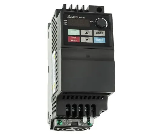63-7975-30　Delta Inverter Drive, 1-Phase In, 0 → 600 Hz Out 0.75 kW, 230 V with EMC Filter, 9.5 A VFD-EL, IP20　VFD007EL21A