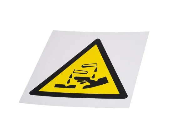 63-8018-68　RS PRO Corrosive Sign, Black/Yellow/White Plastic　813-4546