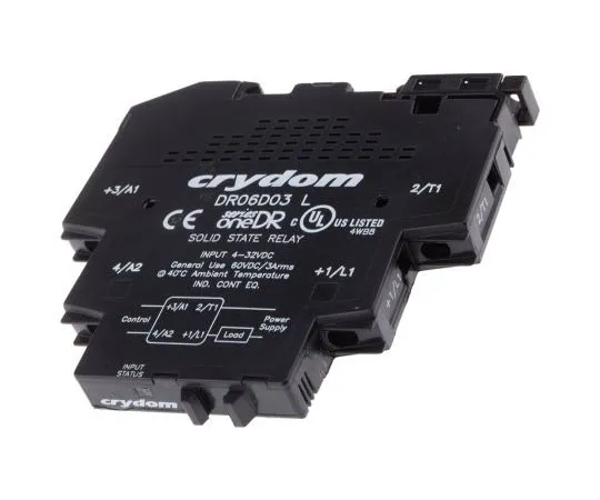 63-7966-35　Sensata / Crydom 3 A Solid State Relay, Zero Cross, DIN Rail, 60 V dc Maximum Load　DR06D03