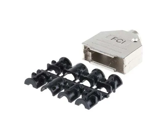 63-7784-07　Amphenol FCI 8655MH Series Die Cast Zinc D-sub Connector Backshell, 15 Way, Strain Relief　8655MH1501BKLF