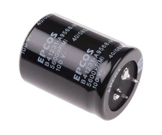 63-7958-95　EPCOS 5600μF 100V dc Aluminium Electrolytic Capacitor, Through Hole 35 (Dia.) x 45mm +85°C 35mm 10mm　B41231A9568M000