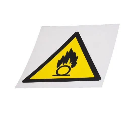 63-8018-75　RS PRO Warning: Oxidising Substance Sign, Black/Yellow/White Plastic　813-4568