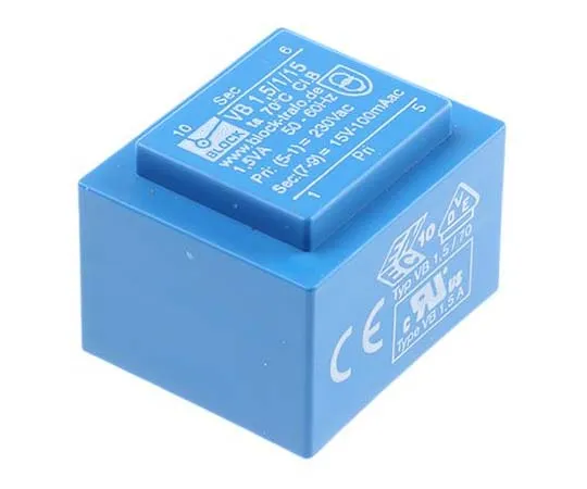 63-7770-44　15V ac 1 Output Through Hole PCB Transformer, 1.5VA　VB 1,5/1/15