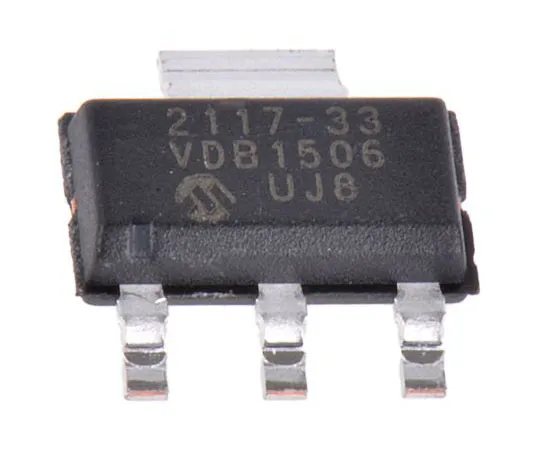 63-8030-01　Microchip TC2117-3.3VDBTR, LDO Voltage Regulator, 800mA, 3.3 V, ±0.5% 3+Tab-Pin, SOT-223　TC2117-3.3VDBTR