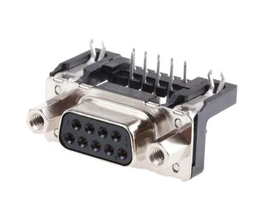 63-7785-56　Harting D-Sub Standard Series, 9 Way Right Angle Through Hole PCB D-sub Connector Socket, 2.54mm Pitch, with 4-40 UNC　9661527613