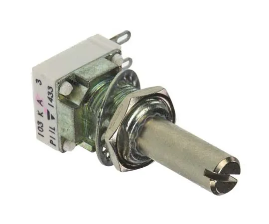 63-7789-94　Vishay 1 Gang Rotary Cermet Potentiometer with a 6 mm Dia. Shaft, 10kΩ, ±10%, 0.1W, Linear P11L1V0FLSY00103KA　P11L1V0FLSY00103KA