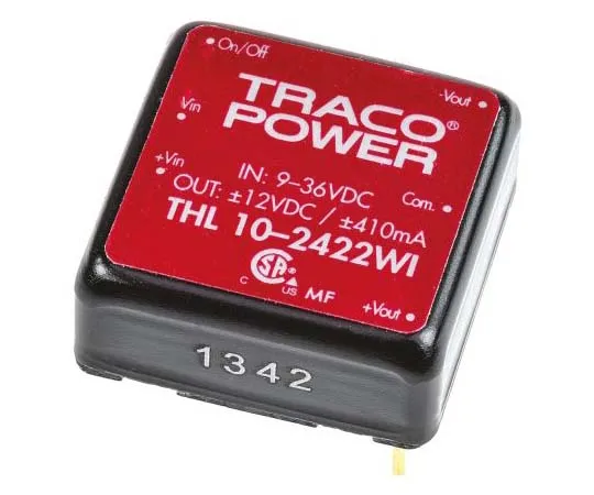 63-7773-37　TRACOPOWER THL 10WI 10W Isolated DC-DC Converter Through Hole, Voltage in 9 → 36 V dc, Voltage out ±12V dc　THL 10-2422WI