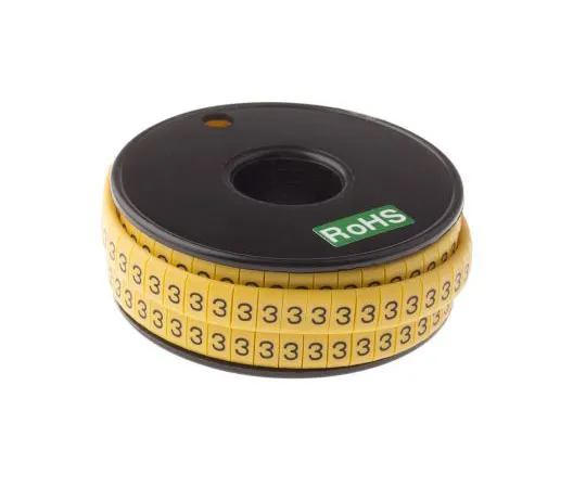 63-8016-01　RS PRO Slide On Cable Marker, Pre-printed 3 Black on Yellow 3.5 → 7mm Dia. Range　812-1082