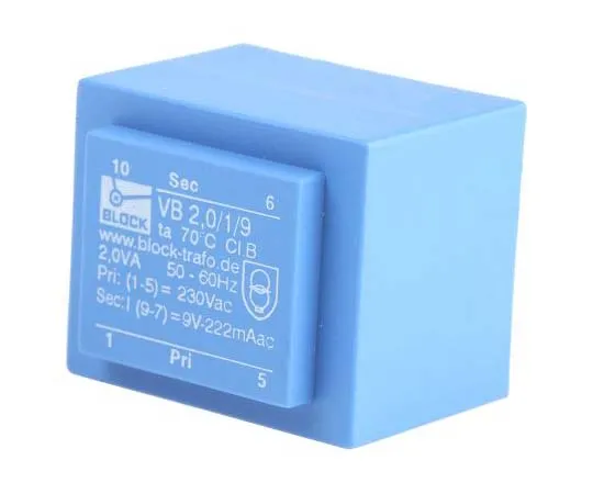 63-7770-47　9V ac 1 Output Through Hole PCB Transformer, 2VA　VB 2,0/1/9