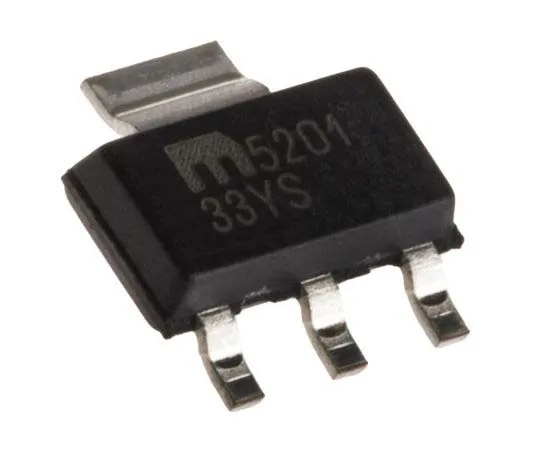 63-7766-84　Microchip MIC5201-3.3YS-TR, LDO Regulator, 200mA, 3.3 V, ±2% 3+Tab-Pin, SOT-223　MIC5201-3.3YS-TR