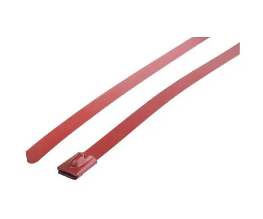 63-7790-29　RS Red Polyester Coated Stainless Steel Roller Ball Cable Tie, 125mm x 4.6 mm　743-6217