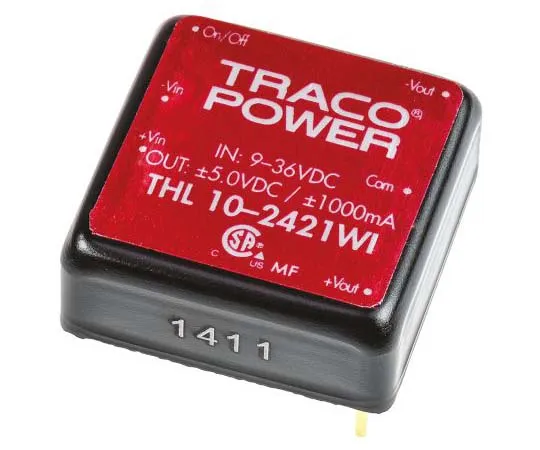 63-7773-35　TRACOPOWER THL 10WI 10W Isolated DC-DC Converter Through Hole, Voltage in 9 → 36 V dc, Voltage out ±5V dc　THL 10-2421WI