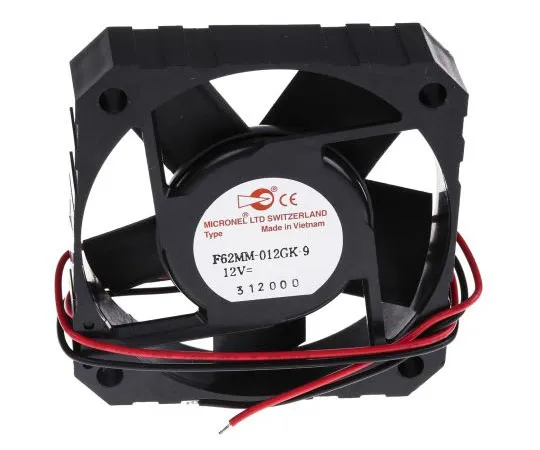 63-8023-21　Micronel F62MM-9 Series Axial Fan, 62 x 62 x 15mm, 22m³/h, 1.08W, 12 V dc　F62MM-012GK-9