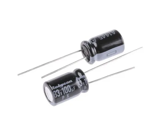 63-7952-26　Rubycon 100μF 63V dc Aluminium Electrolytic Capacitor, Through Hole 8 x 11.5mm +105°C 8mm 3.5mm　63PX100MEFC8X11.5