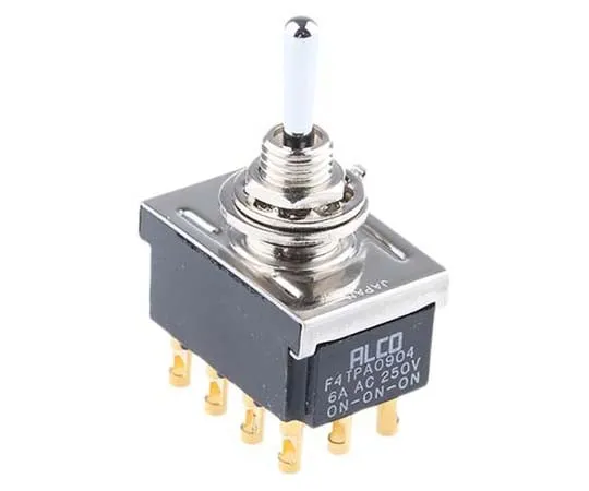 63-7794-34　TE Connectivity Four Pole Double Throw (4PDT) Toggle Switch, On-On-On, Panel Mount　3-6437630-6