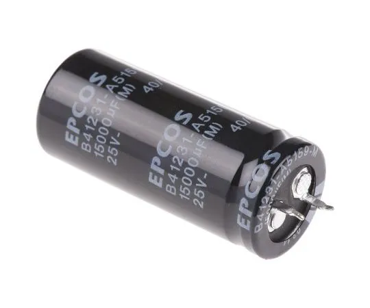 63-7958-90　EPCOS 15000μF 25V dc Aluminium Electrolytic Capacitor, Through Hole 22 (Dia.) x 50mm +85°C 22mm 10mm　B41231A5159M000