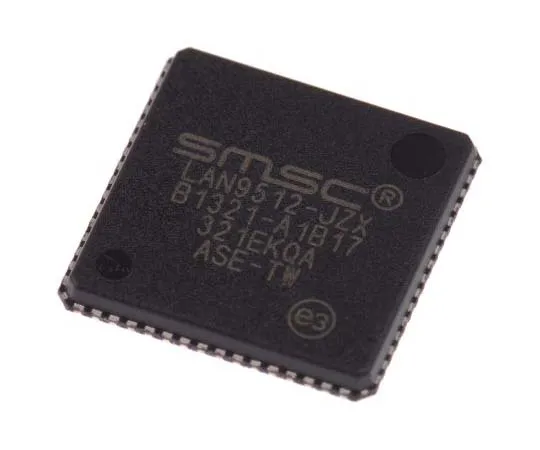 63-7747-69　Microchip LAN9512-JZX, Ethernet Controller, 10 Mbps, 100 Mbps, 3.3 V, 64-Pin QFN　LAN9512-JZX