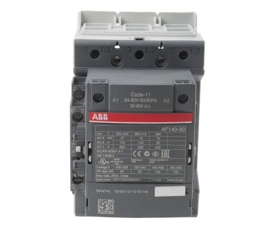 63-8000-70　ABB 3 Pole Contactor, 200 A, 24 V ac/dc Coil, AF Range, 3NO, 75 kW　1SFL447001R1111  AF140-30-11-11