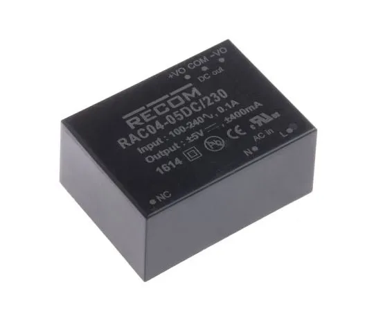 63-8023-12　Recom 4W Dual Output Embedded Switch Mode Power Supply SMPS, 400mA, ±5V dc Encapsulated　RAC04-05DC/230