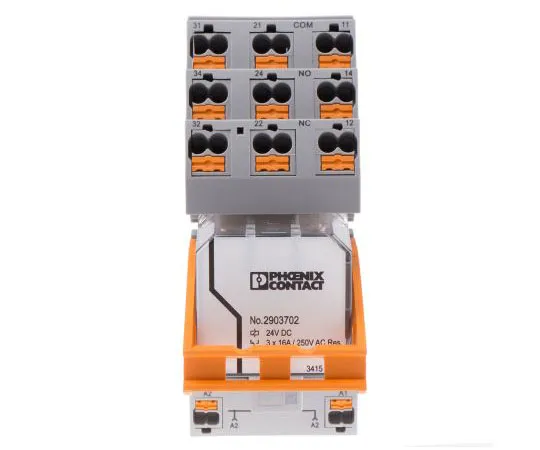63-7991-69　Phoenix ContactRIF 3PDT Non-Latching Relay DIN Rail, 24V dc Coil, 10A　2903278