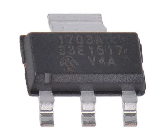 63-7958-36　Microchip MCP1703A-3302E/DB, LDO Regulator, 250mA, 3.3 V, 2% 3-Pin, SOT-223　MCP1703A-3302E/DB