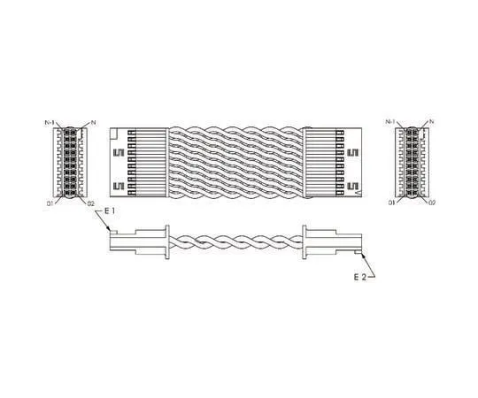 63-8123-75　Serial Cable Assembly 254mm 10-Pin TFM-WT to 10-Pin TFM-WT　SFSD-10-28-H-10.00-DR-NDX